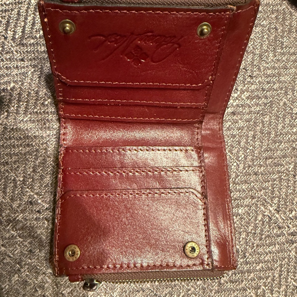 Patricia Nash Oxblood Floral Embossed Satchel with wallet - Picture 6 of 15